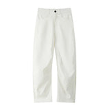 Wiaofellas  -  Men's Loose Fit Casual Pants 2026 M-5XL Plain Color Wide Leg Comfortable Blend Urban Streetwear Daily Wear Black White
