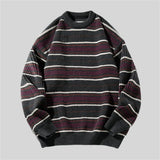 WIAOFELLAS  -  Men Smooth Striped Sweater Winter Knitted Jumpers Pullover Men Streetwear Hip Hop Harajuku Japan Style Patchwork Grey Sweaters