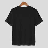 WIAOFELLAS  -  Men T Shirt Solid V Neck Short Sleeve Lace Up Knitted Male Tee Tops Summer Streetwear 2025 Fashion Casual Men Clothing