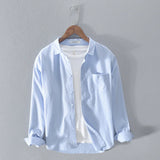 Wiaofellas  -  Spring Men's Oxford Cotton Casual Stand Collar Long-Sleeve Shirt