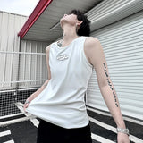 Wiaofellas  -  Unisex Tank Top Summer Bottom Letter Embossed Design Sleeveless T-shirt Trendy High Street Vest Men Clothing