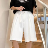 WIAOFELLAS  -  Mens Suit Shorts Summer Fashion Korean Version Solid Color Drape Five-Point Pants Popular Casual Trend Loose Street Y2k Shorts