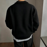 Wiaofellas  -  Men Sweater Solid Color Zipper Long Sleeve Knitted Male Pullovers Streetwear Korean Style Fashion Casual Men Clothing