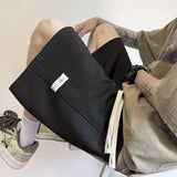 WIAOFELLAS  -  Summer Men New Loose Street Casual Solid Color Comfortable Shorts Elastic Waist Black Youth Drawstring All-match Middle Pants