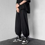 Wiaofellas  -  Men Drawstring Cuff Harem Loose Pants Japanese Yamamoto Harajuku Style Hip Hop Trousers Cargo Daily Punk Sport Cotton Thin Pants