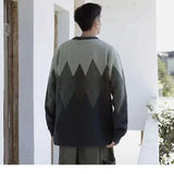 WIAOFELLAS  -  New Men's Thickened Printed Round Neck Pullover Sweater Autumn and Winter Casual Loose Color-blocking Sweater Lazy Style Top