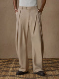 Wiaofellas  -  New light business elegant Italian style Naples solid color button pleated high waisted pants for men's suit pants