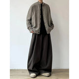 WIAOFELLAS  -  High Waist Wide Leg Casual Pants for Women Bla Floor-Length Drapey Suit Pants Casual Loose Fit Polyester Fiber