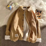 Wiaofellas  -  High Quality Men's Long Sleeve Shirt Autumn Winter Thickened Corduroy Jacket Korean Style Trendy Fleece Lined Fashionable Shirt