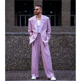 WIAOFELLAS  -  Loose Casual Single Breasted Men's Suit 2 Pieces Peak Lapel Set Daily Fashion Male（Blazer+Pants）