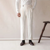 Wiaofellas  -  Spring Men Naples Slim-fit Dress Pants Light Luxury Casual Italy Retro Premium Elegant Business Leisure Check Suit Trousers