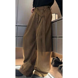 WIAOFELLAS  -  Maillard suede ribbon pants for men's high-end draping and velvet scimitar pants American casual trousers