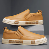 WIAOFELLAS  -  Brown Leather Men's Classic Casual Shoes Brand Slip On Flat Sneakers Men Comfort Leather Loafers Man Moccasins chaussures homme