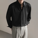 WIAOFELLAS  -  Black White Shirt Men Fashion Social Mens Dress Shirt Korean Loose Long Sleeved Shirt Mens Office Formal Shirts Ice Silk M-2XL