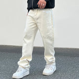 Wiaofellas  -  Hip Hop Retro Letter Embroidery Patchwork Casual Baggy Denim Pants Men's Harajuku Streetwear Straight Oversized Jeans Trousers