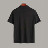 WIAOFELLAS  -  Fashion Summer Men's Ice Silk Lapel Slim Polo Short Sleeve V-neck Striped Knit T-Shirt Layer Top Men Tees Shirt For Male Clothes