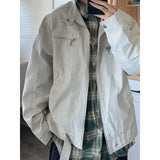 WIAOFELLAS  -  Men Clothing Jacket New Americian Retro Style High-end Designed Niche Canvas Washing Multi-Pocket Stand Collar Locomotive Jacket