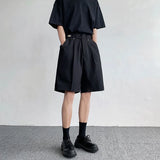 WIAOFELLAS  -  Summer Suit Shorts Men Fashion Social Mens Dress Shorts Korean Loose Black Ice Silk Shorts Mens Office Formal Shorts M-2XL