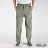Wiaofellas  -  Loose Linen Cotton Casual Pants for Men Straight Leg High Waist Summer Comfortable Men's Loose Fit Trousers
