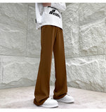WIAOFELLAS  -  Brown Suit Pants Men Fashion Society Mens Black Dress Pants Korean Loose Straight Flared Pants Mens Office Formal Trousers M-2XL