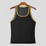 WIAOFELLAS  -  Summer New Men's Vest Fitness Tight Mesh Perspective Sexy Lightweight Tank Top Splicing Color Transparent Vest For Male Tees