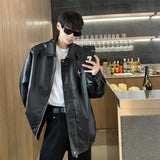 WIAOFELLAS  -  High-end Liquid Metal Design Fake Two-piece Jacket Men's Loose Handsome Short Jacket Casual Oversized Hip-hop Streetwear Coats