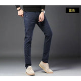 WIAOFELLAS  -  Plus Size 28-38 Men Chinos Pants Spring Summer Autumn  Casual   Slim Straight Business Work Long Pants Black Dark Blue Gray