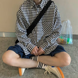 WIAOFELLAS  -  Spring Autumn Men's Shirt New Fashion Plaid Lapel Chest Pocket Casual Comfortable Jacquard Outdoor Long Sleeve Tops C129