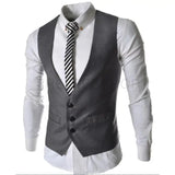Wiaofellas  -  Men's Gray Vest Wearing British Jacket Casual Cos Vest Korean Style Slim Suit Waist