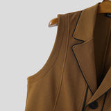 WIAOFELLAS  -  Men Vests Patchwork Lapel Sleeveless Button Casual Male Waistcoats Color-block Streetwear 2025 Fashion Vests Men S-5XL