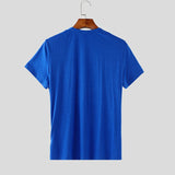WIAOFELLAS  -  Men T Shirt Solid Color V Neck Short Sleeve Button Skinny Casual Male Tee Tops Streetwear Summer Fashion Camisetas