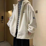 WIAOFELLAS  -  blue lamb velvet men's autumn and winter cotton jacket thickened cotton coat hooded jacket new cotton jacket