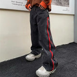 Wiaofellas  -  Cool Design Side Zipper Oversize Hip Hop Men Wide Jeans Pants Y2K Clothes Straight Loose Punk Denim Trousers Pantalon Homme