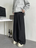 Wiaofellas  -  Black Casual Street Style Men's Pants Pleated Loose Simple American Design Durable Autumn Fashion Youthful Energy Wind