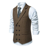 WIAOFELLAS  -  Men's Vest Retro Double-breasted Vest Vest Same Style Suit Casual Loose Versatile Vest
