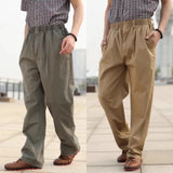 WIAOFELLAS  -  Spring Summer Thin Pants Plus Size 6XL Men's Loose Casual Trousers Cotton Elastic Waist Wide Leg Baggy Bottoms