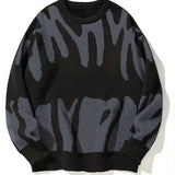 WIAOFELLAS  -  New European and American Style Velvet Thickened Printed Sweater Men in Autumn and Winter