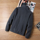 WIAOFELLAS  -  Men's Plus Velvet Sweatshirts Zip Up Hoodies Autumn Winter Stand Collar Polar Fleece Sweatshirt Coat Men Zipper Pockets Cardigan