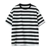 WIAOFELLAS  -  Summer Men's Striped T-Shirts Short Sleeve Casual O-Neck Tshirt Male Fashion Sports Tops Loose Tees Streetwear T Shirt Plus Size