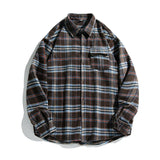 WIAOFELLAS  -  Retro Plaid Shirt Men Harajuku Cotton Long Sleeve Shirt Men Streetwear Hip Hop Oversized Unisex Casual Spring Autumn Shirts