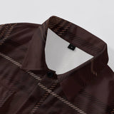 WIAOFELLAS  -  Vintage Men's Big Plaid Long Sleeve Shirt American Style Comfortable Corduroy Brown Trendy Classic Spring Autumn Fashion