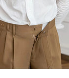 WIAOFELLAS  -  High Waist Men Dress Pants Trousers Spring Autumn New British Style Straight Slim Fit Suit Pant Solid Casual Fashion Men Clothes
