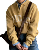 WIAOFELLAS  -  Autumn and winter long-sleeved sweater pullover jacket men's loose letters Korea Dongdaemun men's fashion