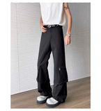 WIAOFELLAS  -  Simple Men's Casual Trousers Solid Color Multi Pockets Zipper Splicing Straight New Wide Leg Male Pants Summer 24K3872