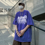 WIAOFELLAS  -  High Street Short Sleeve T-Shirt Men's 2025 Spring/Summer New Harajuku Trend Flocking Klein Blue Streetwear Unisex Hip Hop Tops