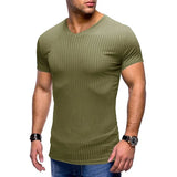 WIAOFELLAS  -  Summer Men's T Shirts Sports and Fitness Short-sleeved T-shirts European and American Men Slim V-neck Top Ice Silk Tshirt