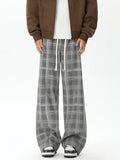 Wiaofellas  -  Spring Plaid Distressed Baggy Pants For Men Casual Sports Loose Straight-Leg Sweatpants High Street Fashion Y2K Trousers