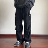 WIAOFELLAS  -  Spring Autumn Green American Functional Overalls Trendy Brand Men's Corduroy Pants High Street Straight Pants Streetwear Men