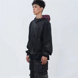 Wiaofellas  -  American Vintage Plaid Zipper Hooded Sweatshirts Men's Y2K Streetwear Patchwork Tracksuit Female Harajuku Fashion Hoodies Coats