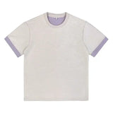 Wiaofellas  -  Men's Contrast Trim Crew Neck Short Sleeve T-Shirt Casual Loose Basic Top